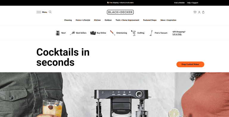 Black & Decker Electric knife brand web page image