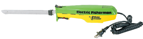 Mister Twister Electric Fisherman Knife in bright green and yellow with straight blade