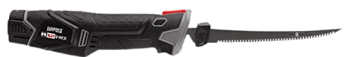 Rapala R12 heavy-duty cordless electric knife with black and red ergonomic grip